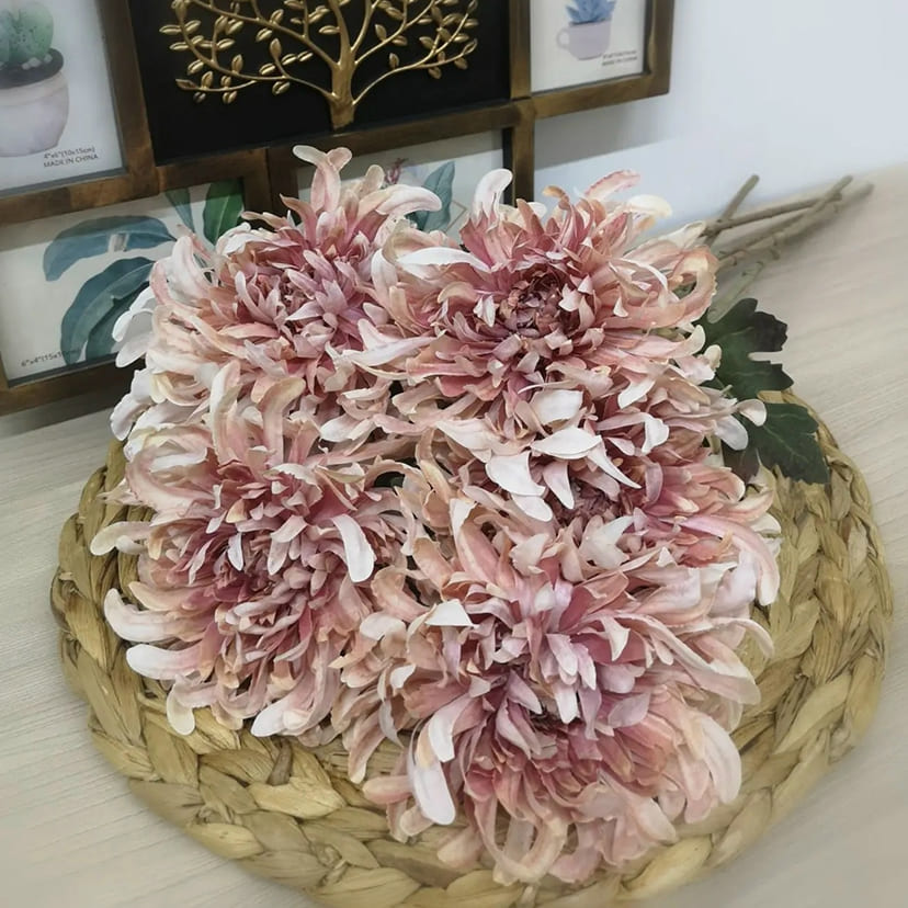 Искусственные цветы в Волжском | Цветок искусственный «Хризантема», персиково-розовая, одиночный