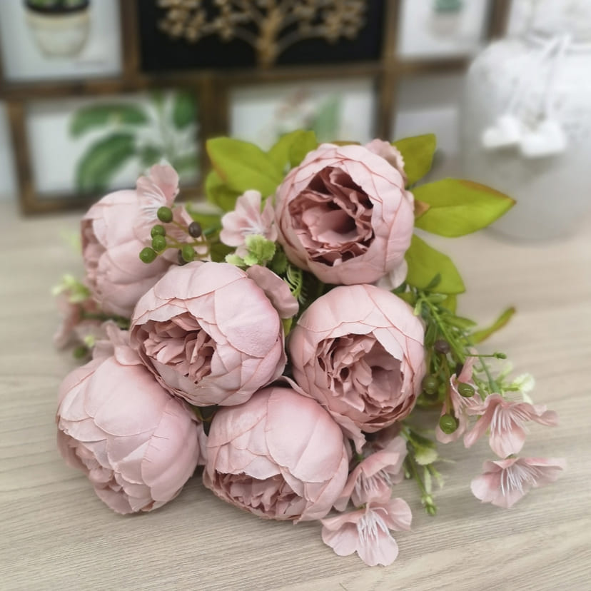 Искусственные цветы в Волжском | Цветы искусственные «Пионы», розовый, винтаж, букет