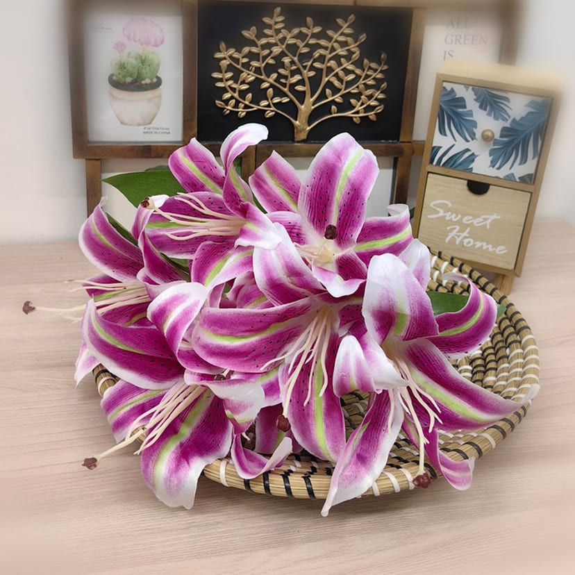 Искусственные цветы в Волжском | Цветы искусственные «Лилии крупные», розово-сиреневые, букет