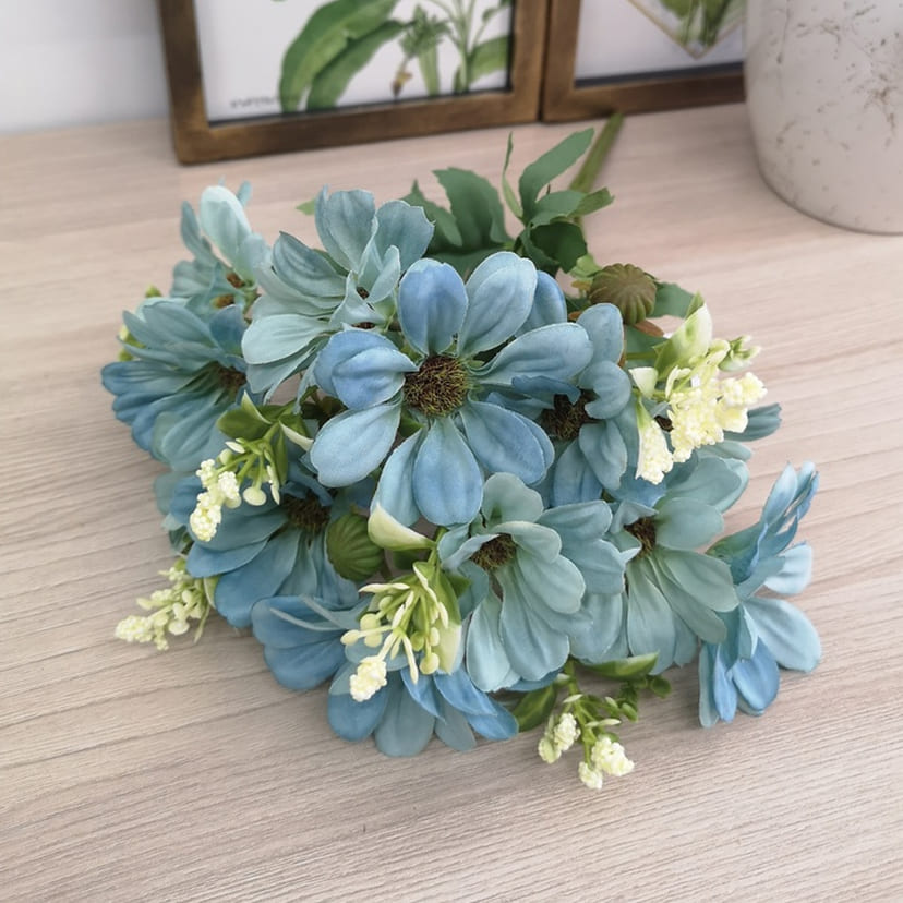 Искусственные цветы в Волжском | Цветы искусственные «Ромашки с бутонами», голубые, букет