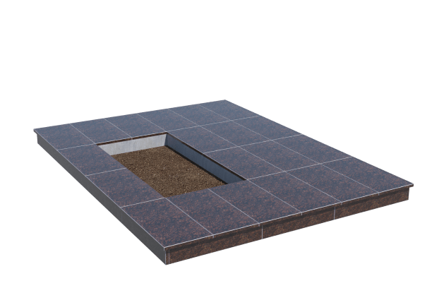 Площадки на могилу в Волжском | Площадка с вертикальной (10 см) облицовкой Дымовским гранитом (под цветник)