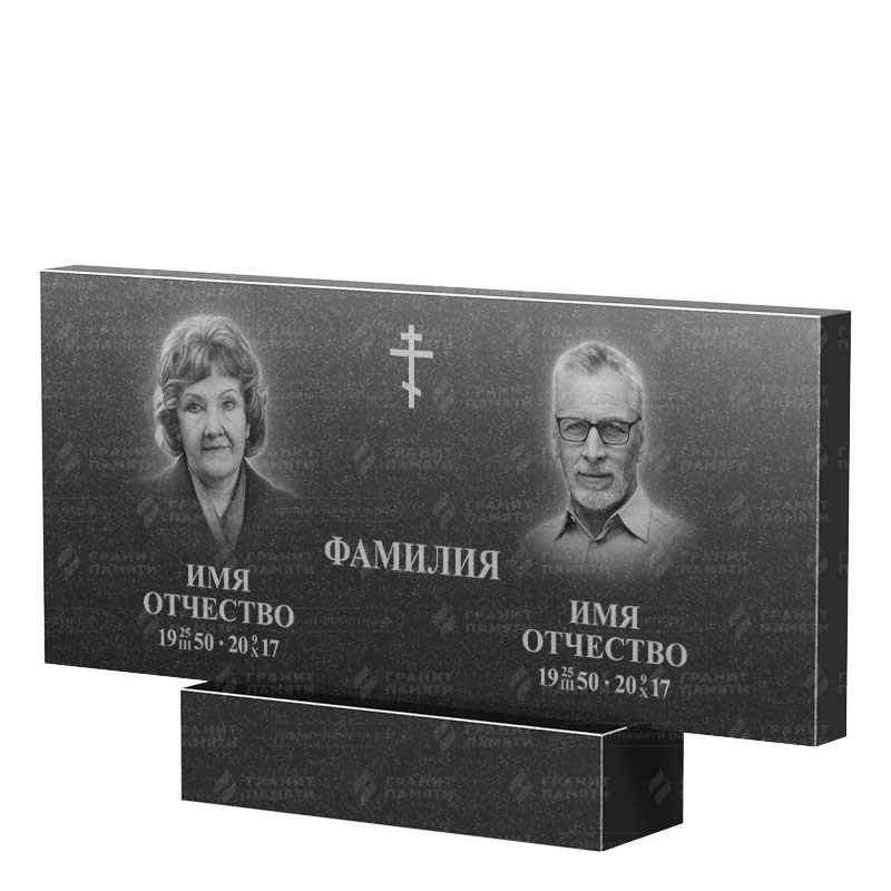 Памятники из гранита двойные в Волжском | Двойной гранитный памятник, прямой