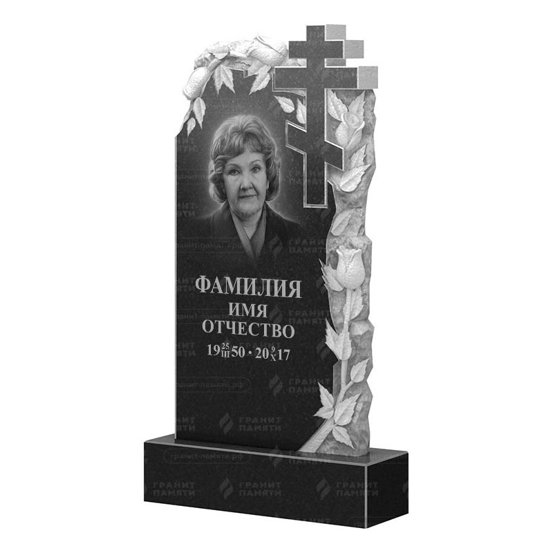 Памятники из гранита с цветами в Волжском | Гранитный памятник ФГ-088