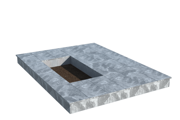 Площадки на могилу в Волжском | Площадка с вертикальной (15 см) мраморной облицовкой (под цветник)