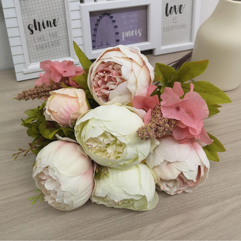 Искусственные цветы в Волжском | Цветы искусственные «Пионы», молочно-розовые, букет