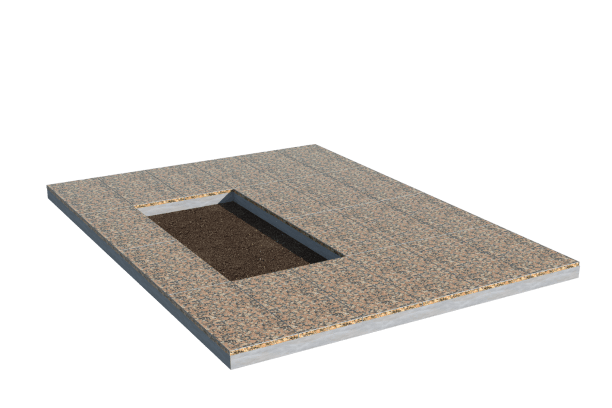 Площадки на могилу в Волжском | Площадка с облицовкой Южно-Султаевским гранитом (под цветник)