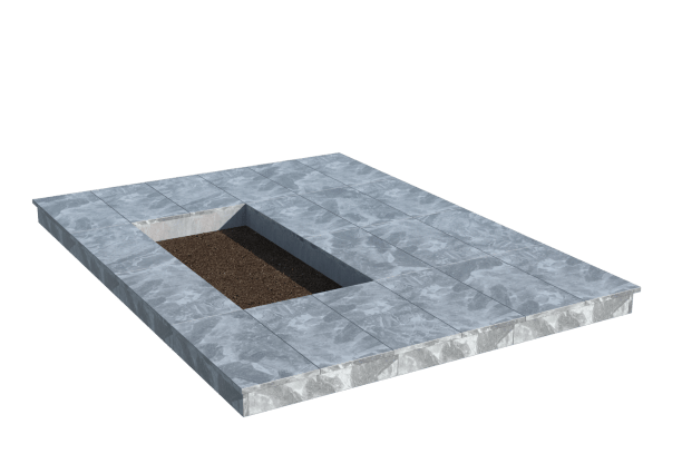 Площадки на могилу в Волжском | Площадка с вертикальной (10 см) мраморной облицовкой (под цветник)