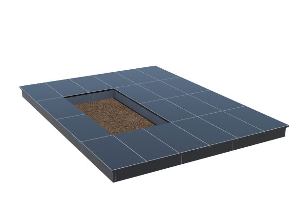 Площадки на могилу в Волжском | Площадка с вертикальной (10 см) облицовкой гранитом Габбро (под цветник)