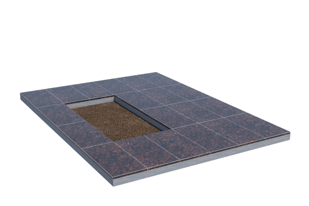 Площадки на могилу в Волжском | Площадка с облицовкой Дымовским гранитом (под цветник)